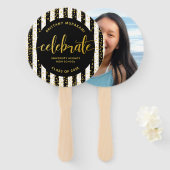 Afstuderen foto gouden script zwarte streep keepom handwaaier (Voorkant en achterkant)