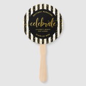 Afstuderen foto gouden script zwarte streep keepom handwaaier (Voorkant)