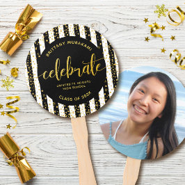 Afstuderen foto gouden script zwarte streep keepom handwaaier