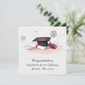 Afstuderen Foto Grafisch Mortar Board White Swirls Aankondiging (Staand voorkant)