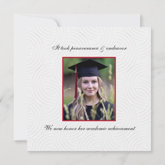 Afstuderen Foto Grafisch Mortar Board White Swirls Aankondiging (Achterkant)