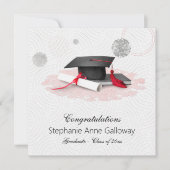 Afstuderen Foto Grafisch Mortar Board White Swirls Aankondiging (Voorkant)