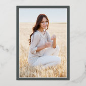 Afstuderen Foto Grijs & Folie Afstuderen Aankondig Folie Uitnodiging (Achterkant)