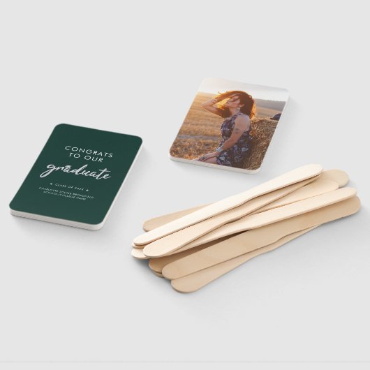 Afstuderen Foto Groen Zilver Script 2024 Handwaaier (Niet-gemonteerd)