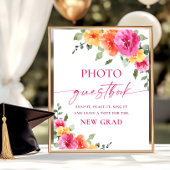 Afstuderen Foto Guestbook Bright Floral Sign Poster