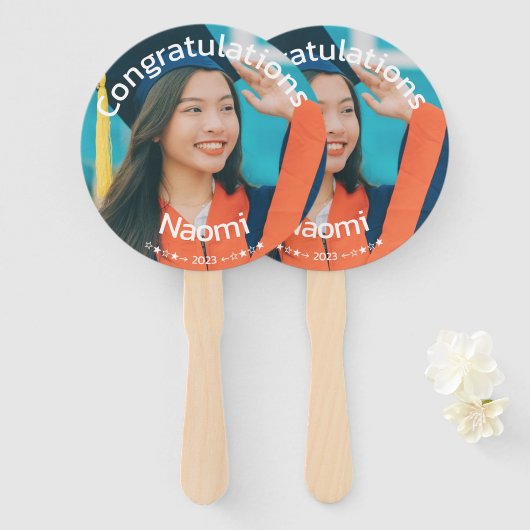 Afstuderen Foto Handwaaier (Voorkant en achterkant)