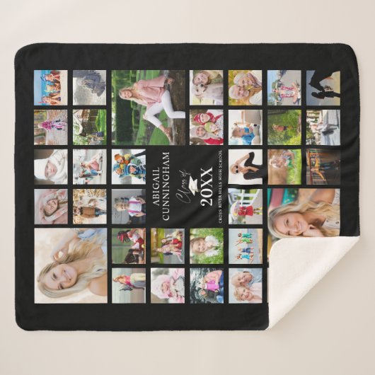 Afstuderen-foto-inkuilscript CLASS of Black Sherpa Deken (Voorkant (horizontaal))