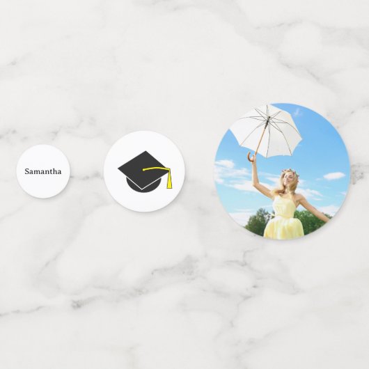 Afstuderen Foto Jaar Naam Tabel Confetti (Achterkanten)