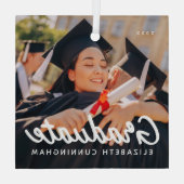 Afstuderen Foto kerstfeestdag - gewoon eenvoudig Glas Ornament (Achterkant)