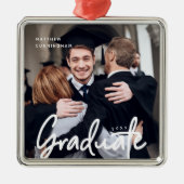 Afstuderen Foto kerstfeestdag modern script Metalen Ornament (Voorkant)