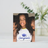 Afstuderen Foto Klasse Jaarnaam Royal Blue Glitter Briefkaart (Staand voorkant)