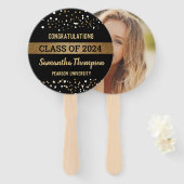 Afstuderen foto Klasse van 2024 goud zwart Congrat Handwaaier (Voorkant en achterkant)