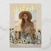 Afstuderen Foto Kleurrijke Bloemen - Afstudeerder  Folie Uitnodiging (Voorkant)