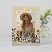 Afstuderen Foto Kleurrijke Bloemen - Afstudeerder  Folie Uitnodiging (Staand Voorkant)