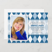 Afstuderen Foto kondigt argyle Pattern aan Uitnodiging Briefkaart (Voorkant / Achterkant)