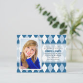Afstuderen Foto kondigt argyle Pattern aan Uitnodiging Briefkaart (Staand voorkant)