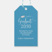 Afstuderen Foto legant Bedankt Blauwgroen script Cadeaulabel (Achterkant)