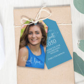 Afstuderen Foto legant Bedankt Blauwgroen script Cadeaulabel