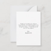 Afstuderen Foto legant Script Hartelijk dank Notitiekaartje (Achterkant)