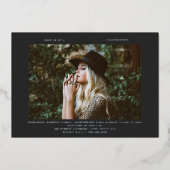 Afstuderen foto lijn Dark Grey Folie Uitnodiging (Voorkant)