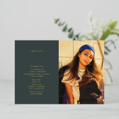 Afstuderen Foto Line Art Emerald Green Folie Uitnodiging (Staand Voorkant)