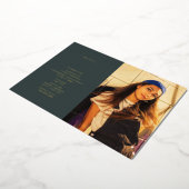 Afstuderen Foto Line Art Emerald Green Folie Uitnodiging (Gedraaid)