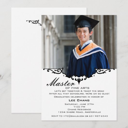 Afstuderen Foto Mantle Invitation Kaart (Voorkant / Achterkant)