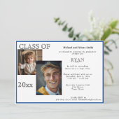 Afstuderen foto marineblauw & wit kaart (Staand voorkant)