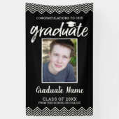 Afstuderen Foto met Afstudeerder naam zwart - vert Spandoek (Verticaal)