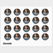 Afstuderen foto met handgeschreven script ronde sticker (Vel)