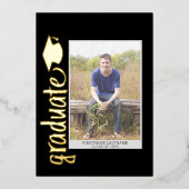 Afstuderen Foto met modern script en Pet Folie Uitnodiging (Voorkant)