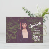 Afstuderen Foto met Trendy Font Party Kaart (Staand voorkant)