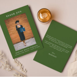 Afstuderen foto minimalistisch eenvoudig dank u notitiekaartje