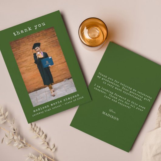 Afstuderen foto minimalistisch eenvoudig dank u notitiekaartje