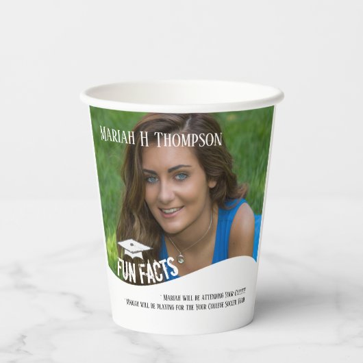 Afstuderen foto-minimalistisch modern vlotter papieren bekers (Achterkant)