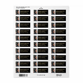 Afstuderen Foto Modern Black Gold Return-adres Etiket (Full Sheet)