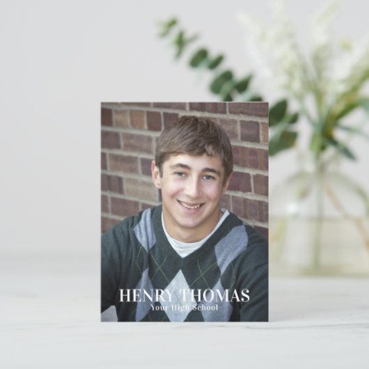 Afstuderen Foto Modern Class of Elegant Script Briefkaart (Staand voorkant)