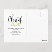 Afstuderen Foto Modern Class of Elegant Script Briefkaart (Achterkant)