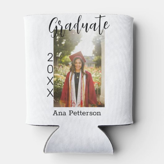 Afstuderen foto Modern Classic Voeg jaarnaam rusti Blikjeskoeler (Achterkant)