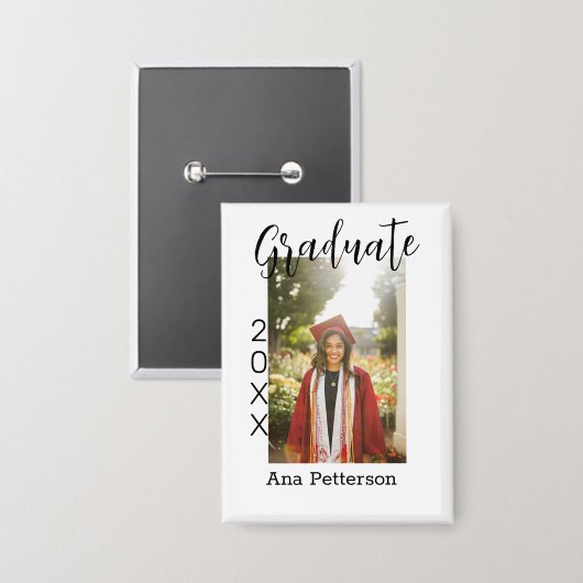 Afstuderen foto Modern Classic Voeg jaarnaam rusti Button (Voorkant / Achterkant)