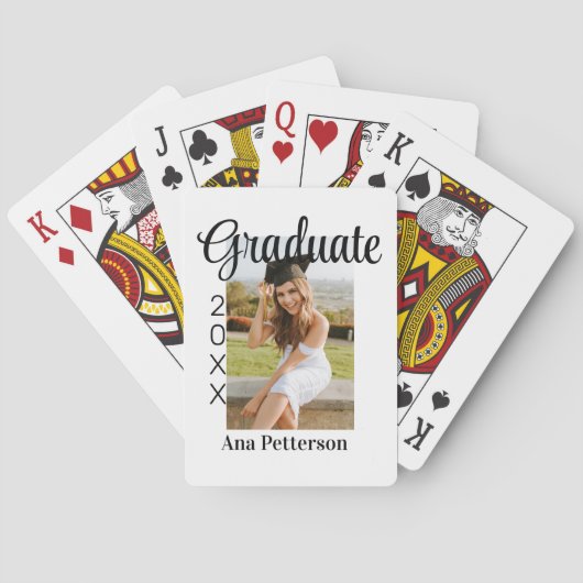 Afstuderen foto Modern Classic Voeg jaarnaam rusti Pokerkaarten (Achterkant)