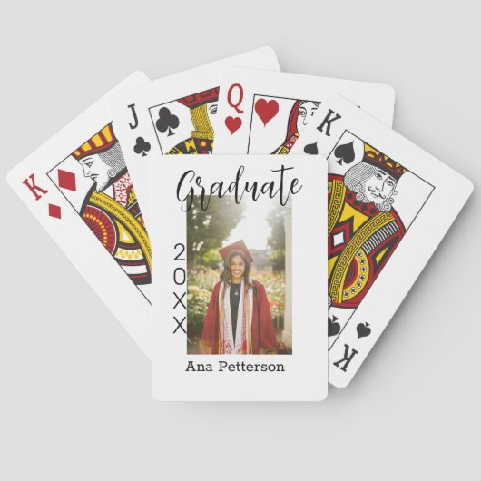 Afstuderen foto Modern Classic Voeg jaarnaam rusti Pokerkaarten (Achterkant)