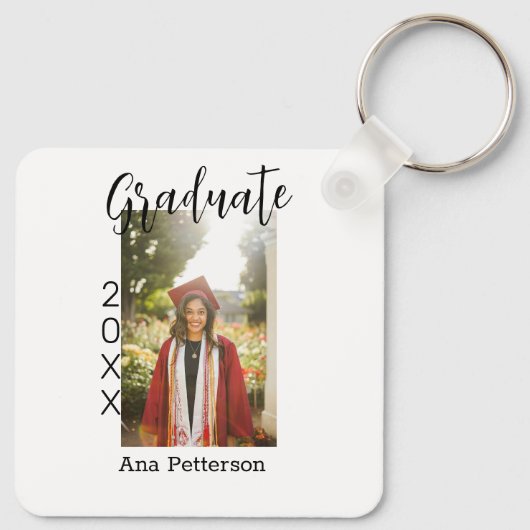 Afstuderen foto Modern Classic Voeg jaarnaam rusti Sleutelhanger (Achterkant)