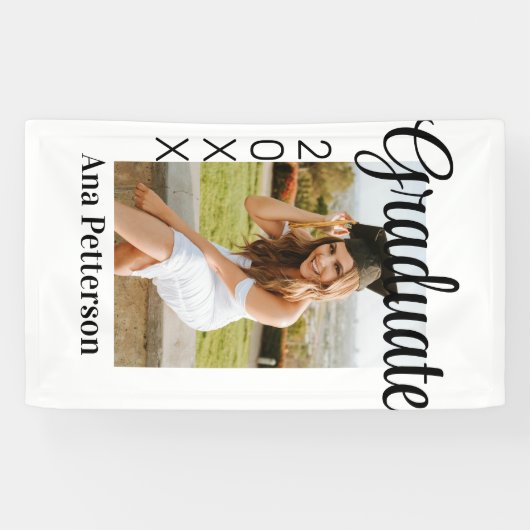 Afstuderen foto Modern Classic Voeg jaarnaam rusti Spandoek (Horizontaal)