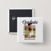 Afstuderen foto Modern Classic Voeg jaarnaam rusti Vierkante Button 5,1 Cm (Voorkant /achterkant)