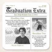 Afstuderen Foto Modern Cool Fun Headlines Kartonnen Onderzetters (Voorkant)