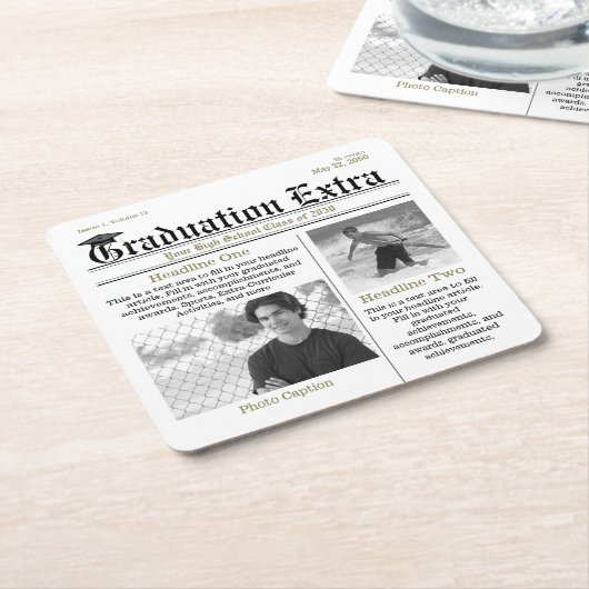 Afstuderen Foto Modern Cool Fun Headlines Kartonnen Onderzetters (Schuin)