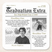 Afstuderen Foto Modern Cool Fun Headlines Kartonnen Onderzetters (Voorkant)