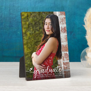 Afstuderen Foto Modern Elegant Calligraphy Hearts Fotoplaat