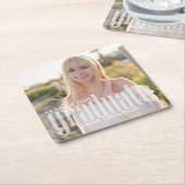 Afstuderen Foto Modern Elegant Minimalist Simple Kartonnen Onderzetters (Schuin)